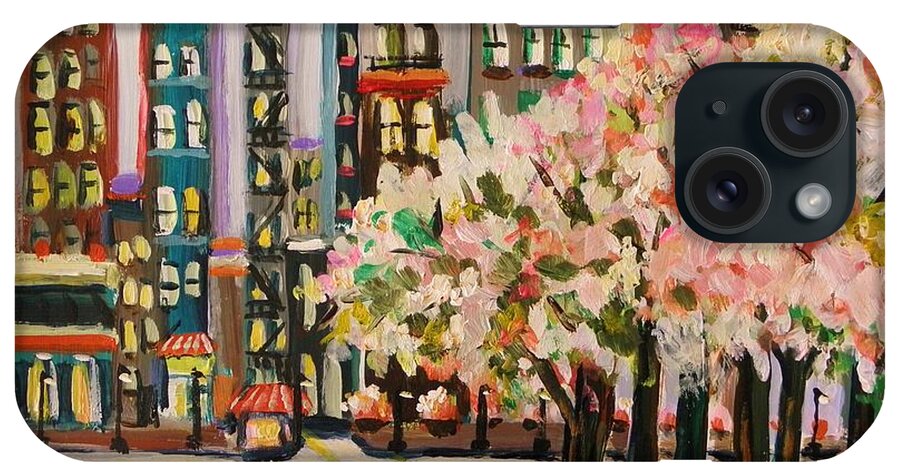 Flowering Trees iPhone Case featuring the painting Spring in the City by John Williams