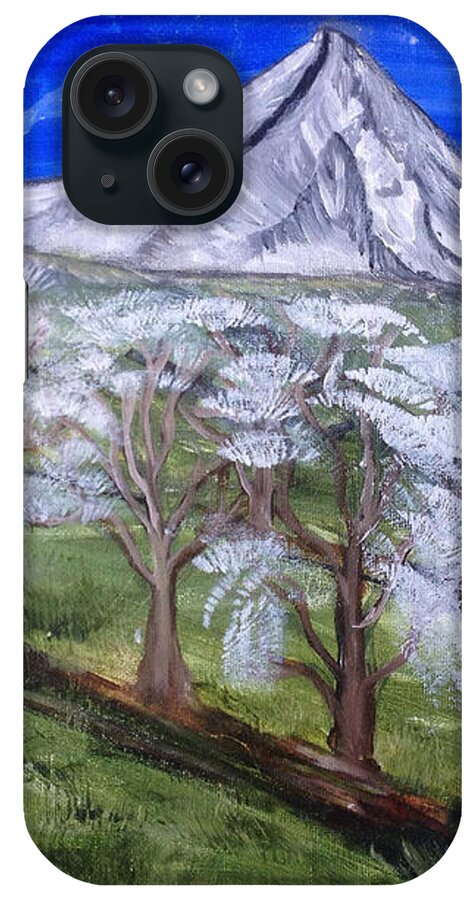 Mt. Hood iPhone Case featuring the painting Spring on the Hood by Suzanne Surber