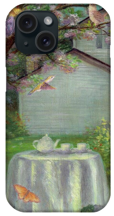Spring Garden iPhone Case featuring the painting Spring Orchard Teatime by Judith Cheng
