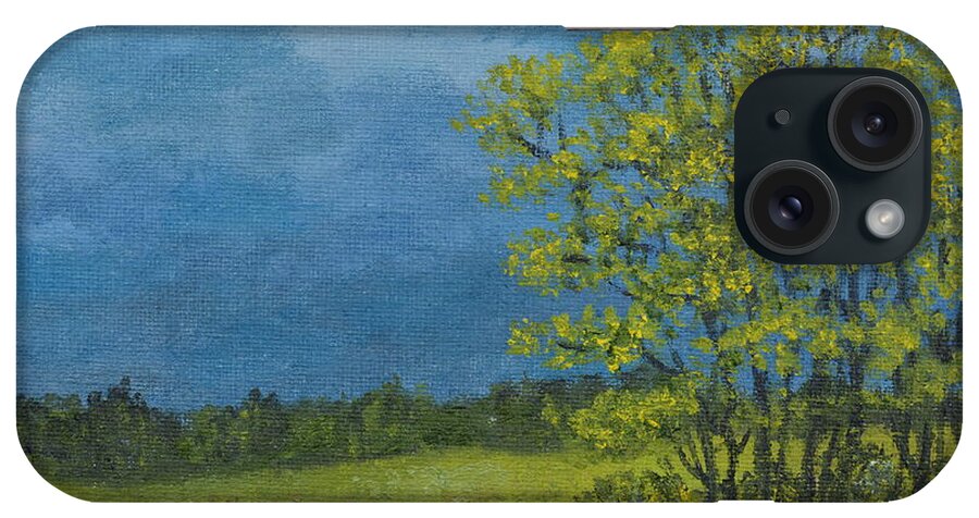 Landscape iPhone Case featuring the painting Spring Storm - Spring Leaves by Kathleen McDermott