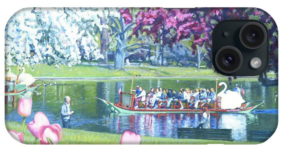 Swan Boat iPhone Case featuring the painting Springtime Swan Ride by Candace Lovely