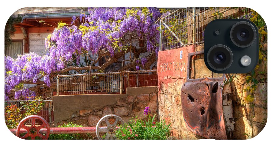 Wisteria iPhone 15 Case featuring the photograph Springtime Wisteria in Old Bisbee by Charlene Mitchell