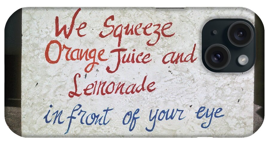 Color iPhone Case featuring the photograph Squeezed Juice sign by Frank DiMarco