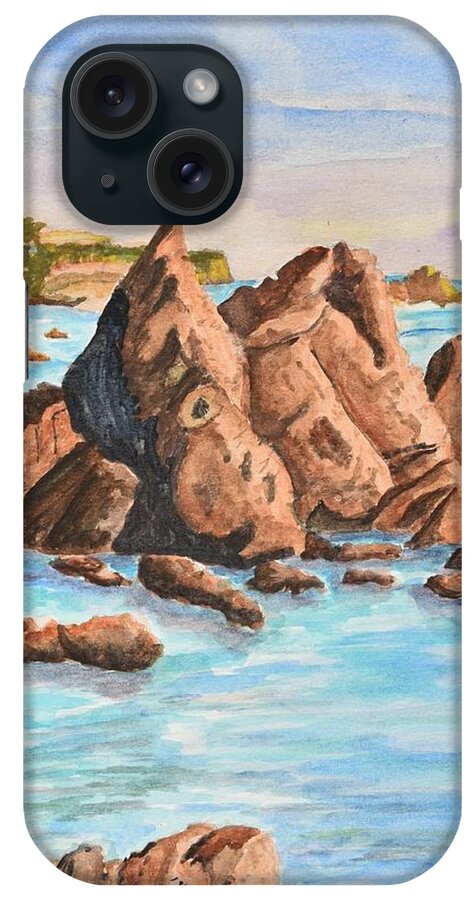 Linda Brody iPhone Case featuring the painting Squid Rock by Linda Brody