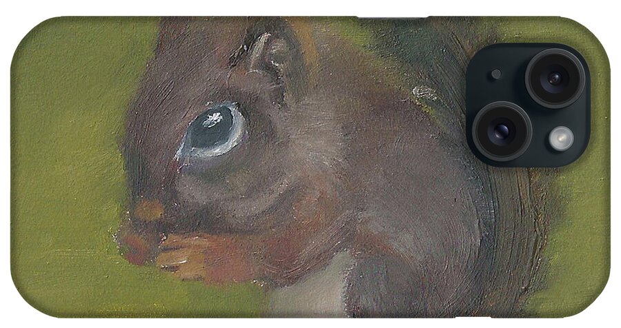 Oil Painting Squirrel iPhone Case featuring the painting Squirrel by Jessmyne Stephenson