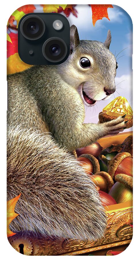 Squirrel iPhone Case featuring the digital art Squirrel Treasure by Jerry LoFaro