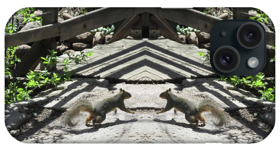Squirrels iPhone Case featuring the digital art Squirrels Dancing on a Bridge by Julia L Wright