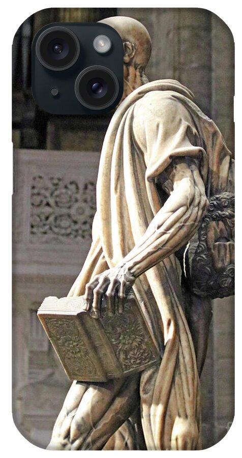 Statue Of St. Bartholomew iPhone Case featuring the photograph St. Bartholomew statue in Duomo, Milan Cathedral 7680 by Jack Schultz