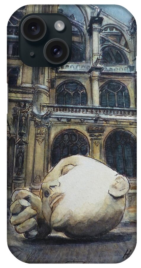 Paris iPhone Case featuring the painting St. Eustache III by Henrieta Maneva