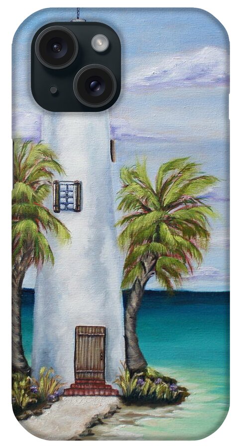 St. George Island Florida iPhone Case featuring the painting St. George Island Lighthouse by Theresa Cangelosi