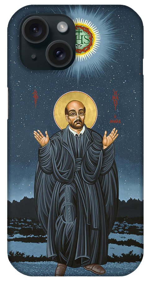 St. Ignatius iPhone Case featuring the painting St. Ignatius in Prayer Beneath the Stars 137 by William Hart McNichols