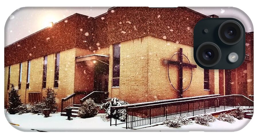 Church iPhone Case featuring the photograph St. Isaac Jogues in the Snow by Chris Montcalmo