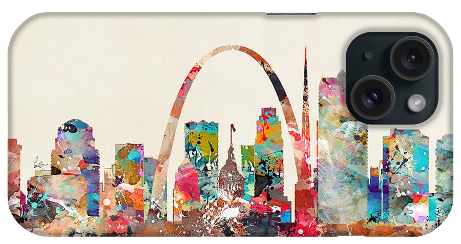 St Louis Missouri Skyline iPhone Case featuring the painting St Louis Missouri Skyline by Bri Buckley