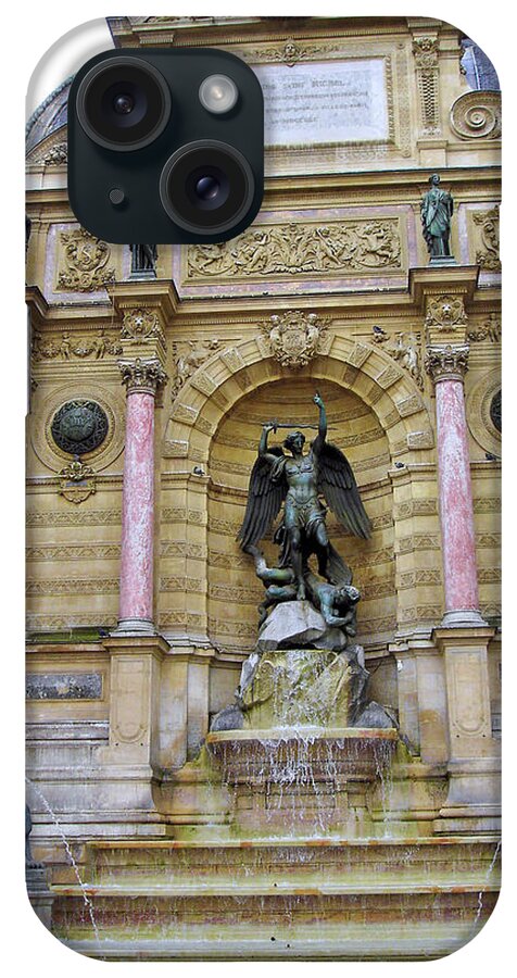 Paris iPhone Case featuring the photograph St. Michael's Fountain by Robert Meyers-Lussier