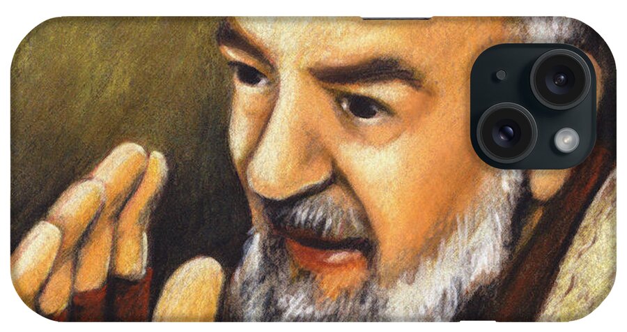 St. Padre Pio iPhone Case featuring the painting St. Padre Pio of Pietrelcina - JLPIO by Julie Lonneman