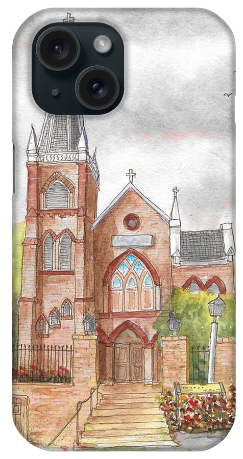 St. Peter's Catholic Church iPhone Case featuring the painting St. Peter's Catholic Church, Harpers Ferry, West Virginia by Carlos G Groppa