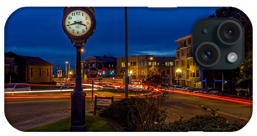 Clock iPhone Case featuring the photograph Stadium Clock During the Blue Hour by Rob Green