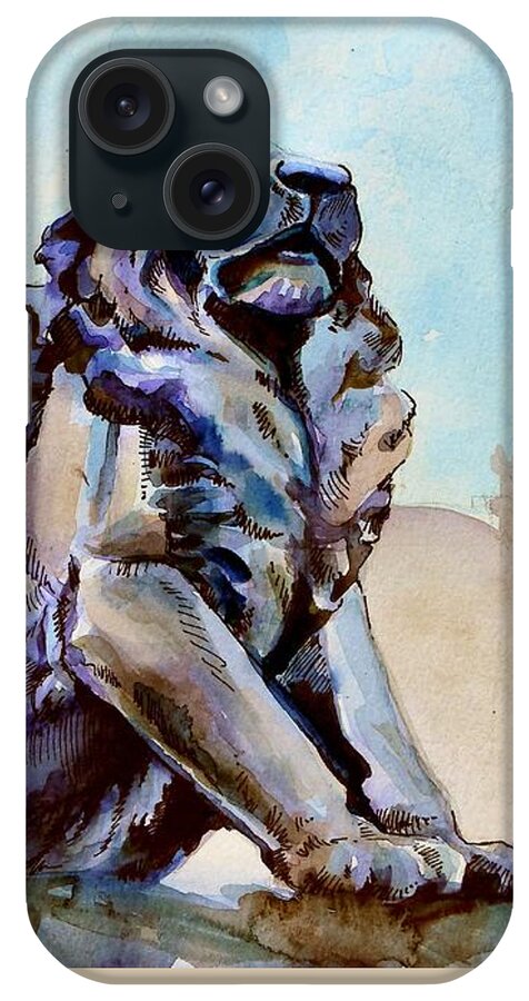 Statue iPhone Case featuring the painting Standing Guard by K M Pawelec