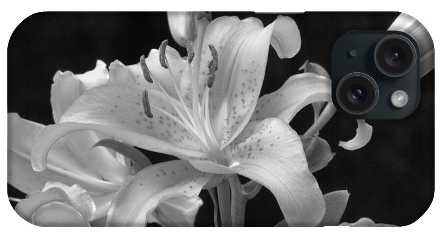 Stargazer Lily iPhone Case featuring the photograph Stargazer Lilies In Black And White by Jeanette C Landstrom