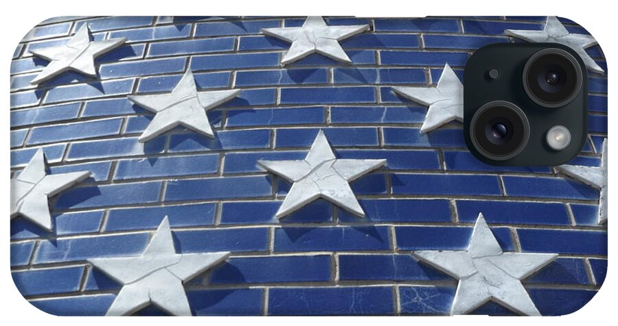 Flag iPhone Case featuring the photograph Stars on Blue Brick by Erick Schmidt