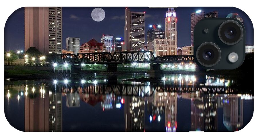 Columbus iPhone Case featuring the photograph State Capitol Full Moon by Frozen in Time Fine Art Photography
