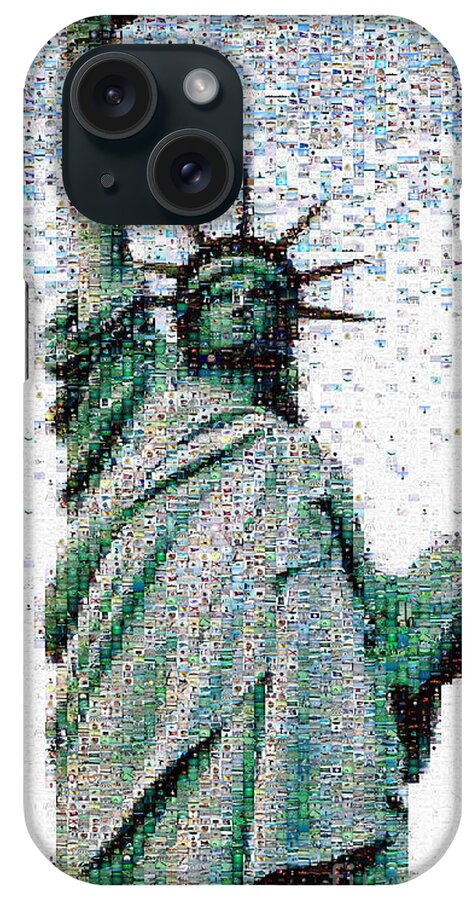 Statue Of Liberty iPhone Case featuring the photograph Statue Of Liberty Photo Mosaic by Wernher Krutein
