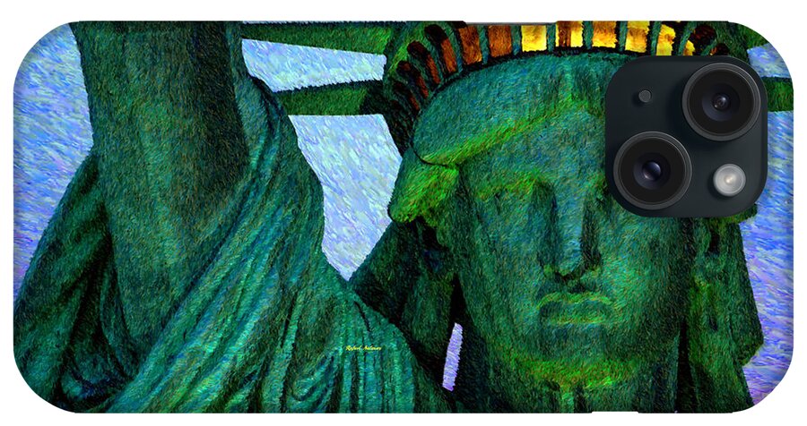 Rafael Salazar; Colombia; Art; Statue Of Liberty; 4th Of July; American Independence; United States iPhone Case featuring the digital art Statue of Liberty by Rafael Salazar