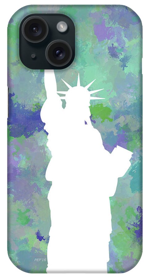 Liberty iPhone Case featuring the digital art Statue of Liberty Silhouette by Phil Perkins