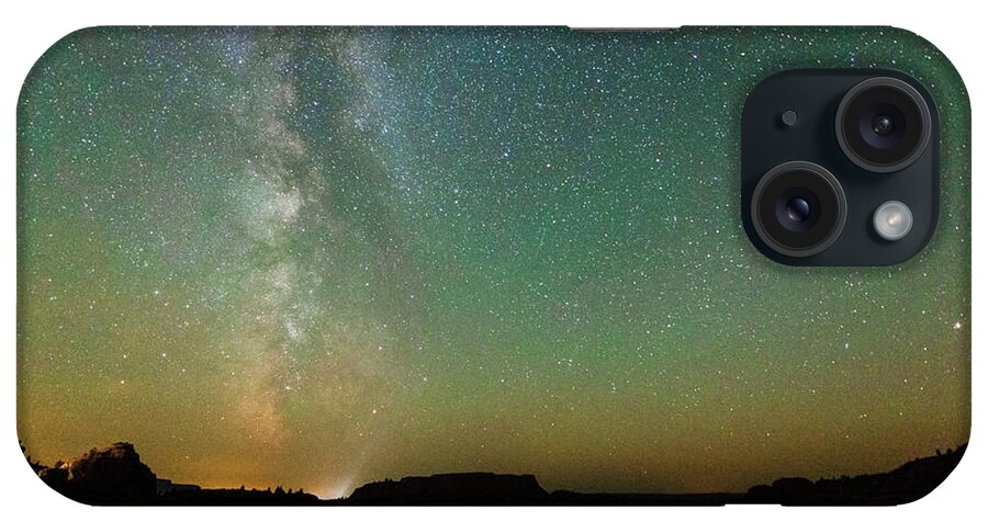 Outdoor iPhone Case featuring the digital art Steamboat Rock from Jones Bay Campground by Michael Lee