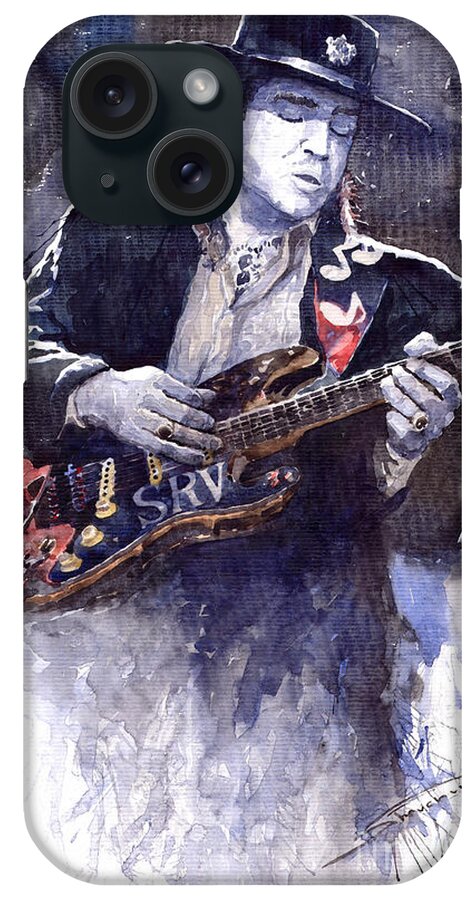 Guitarist iPhone Case featuring the painting Stevie Ray Vaughan 1 by Yuriy Shevchuk