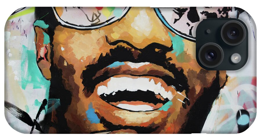 Tevie Wonder iPhone Case featuring the painting Stevie Wonder Portrait by Richard Day