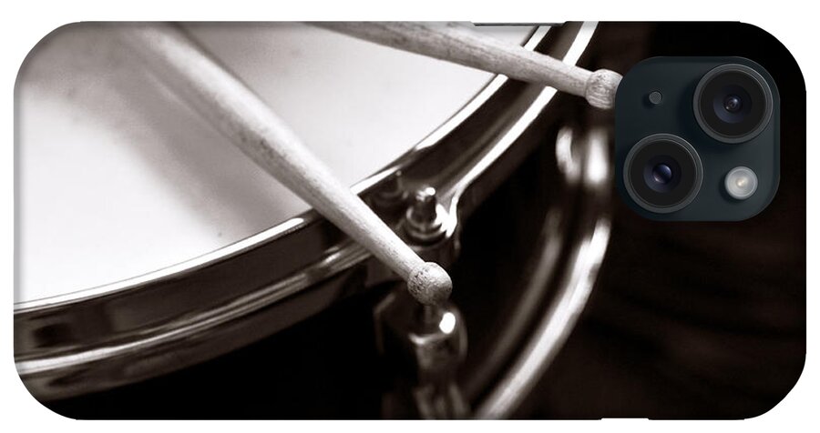 Drum Art iPhone Case featuring the photograph Sticks on Snare Drum by Rebecca Brittain