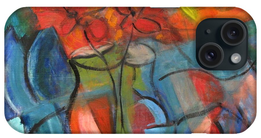 Abstract iPhone Case featuring the painting Still Life-Flowers with Fruit by Trish Toro