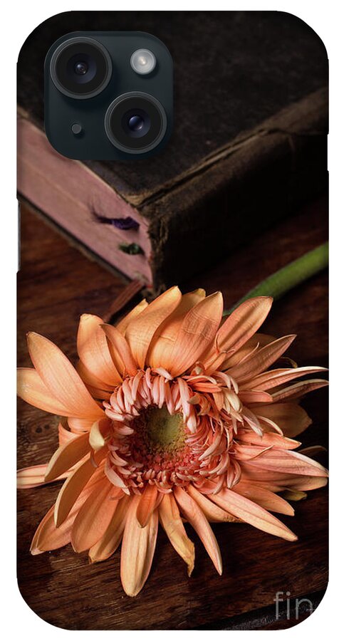 Flowers iPhone Case featuring the photograph Still life with orange flower and old Bible by Edward Fielding
