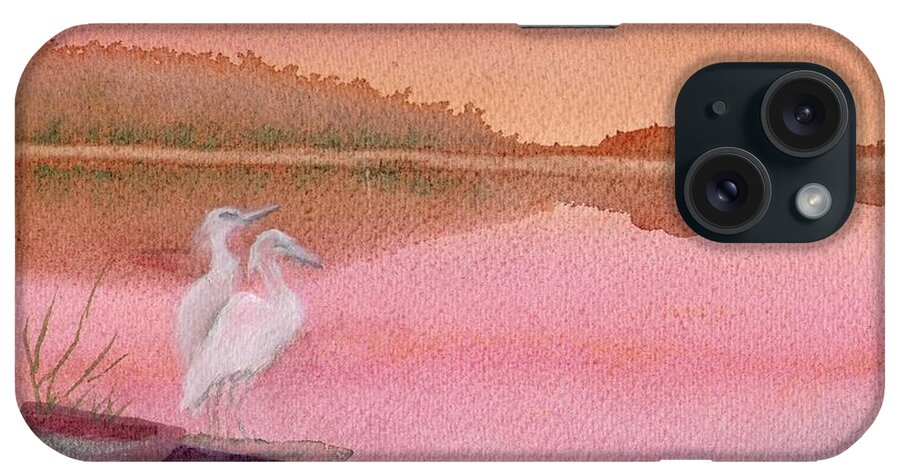 Sunset iPhone Case featuring the painting Still Sunset by Marsha Woods