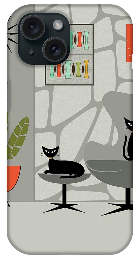 Mid Century Modern iPhone Case featuring the digital art Stone Wall Gray Tones by Donna Mibus