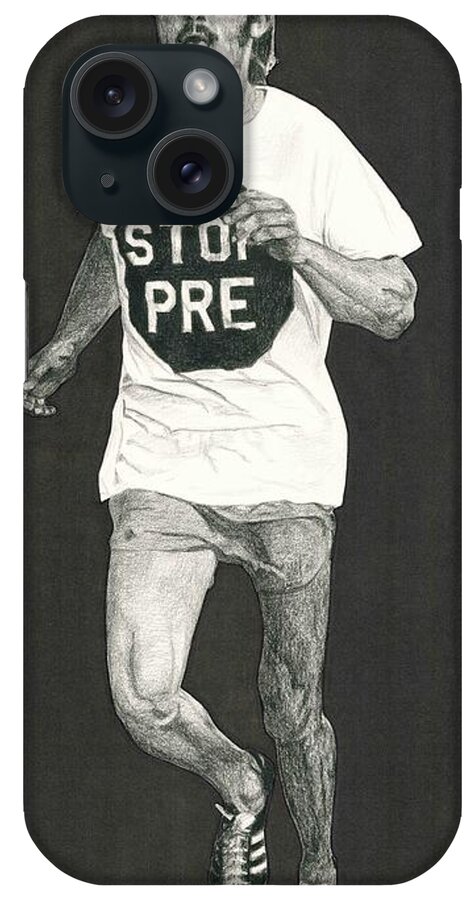 Steve Prefontaine iPhone Case featuring the drawing Stop Pre by Chris Brown