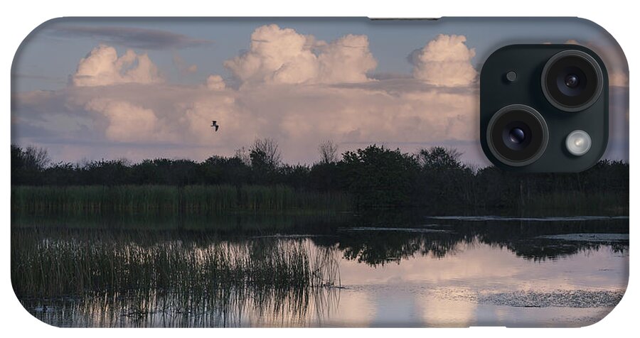 Colorful iPhone Case featuring the photograph Storm at sunrise over the wetlands by David Watkins