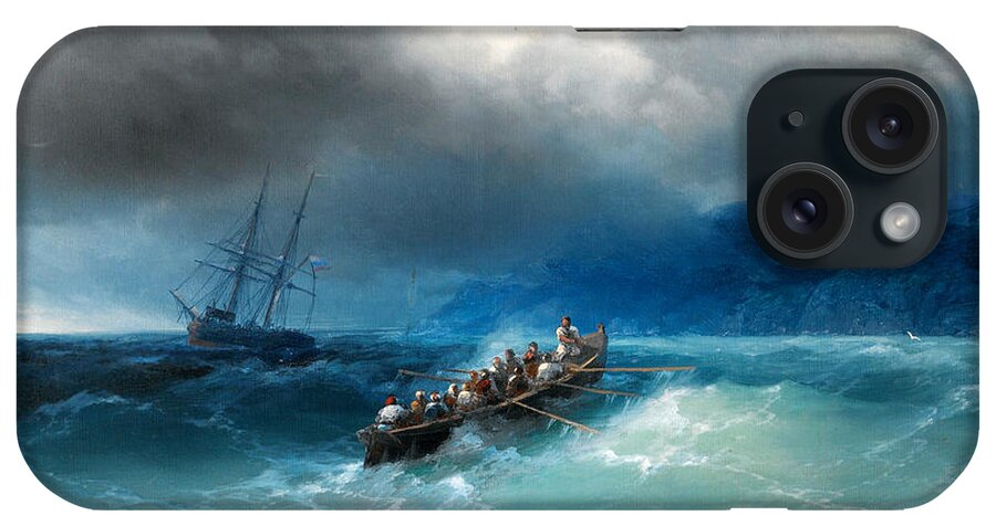 Ivan Aivazovsky iPhone Case featuring the painting Storm over the Black Sea by Ivan Aivazovsky