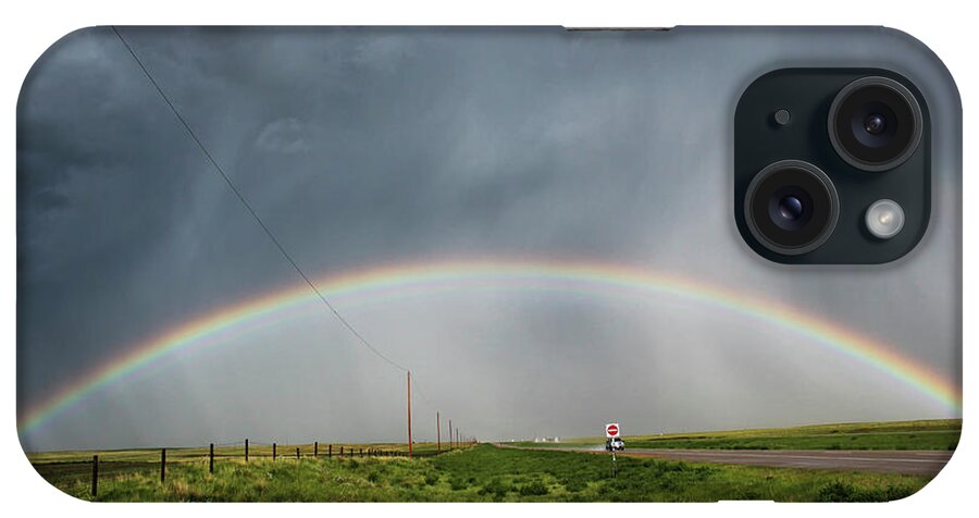 Rainbow iPhone Case featuring the photograph Stormy Rainbow by Ryan Crouse