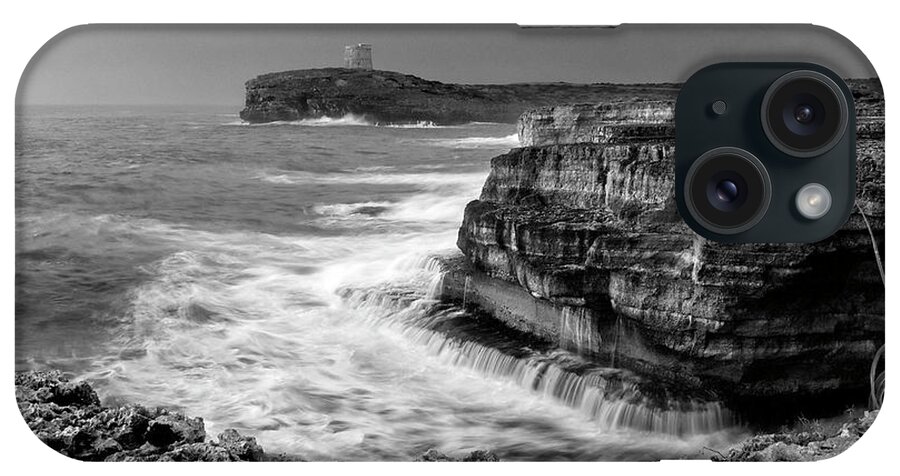 Storm iPhone Case featuring the photograph stormy sea - Slow waves in a rocky coast black and white photo by pedro cardona by Pedro Cardona Llambias