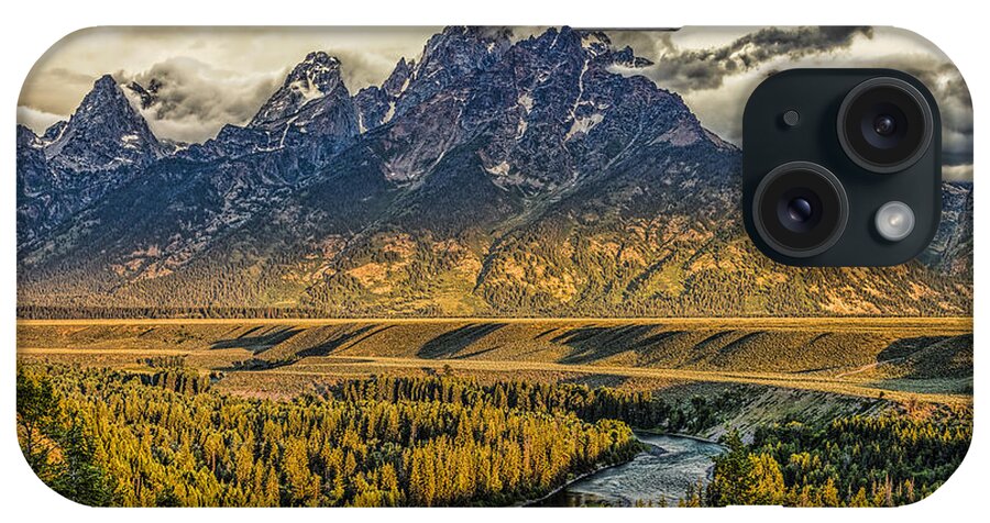 Grand Teton National Park iPhone Case featuring the photograph Stormy Sunrise over the Grand Tetons and Snake River by Josh Bryant