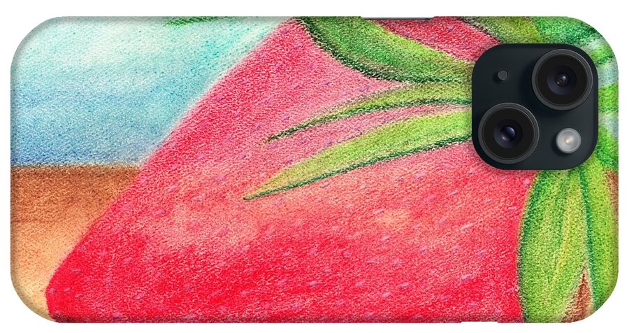 Strawberry iPhone Case featuring the pastel Strawberry by Martin Valeriano