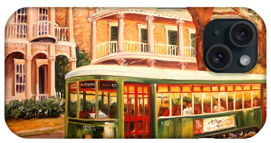 New Orleans iPhone Case featuring the painting Streetcar in the Garden District by Diane Millsap