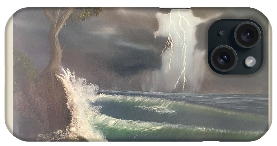 Seascape iPhone Case featuring the painting Strong Against The Storm by Thomas Janos