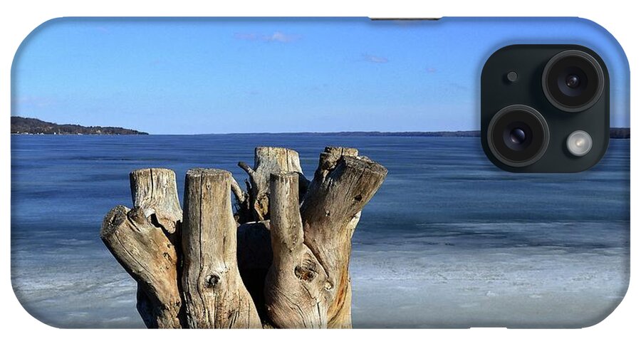 Abstract iPhone Case featuring the digital art Stump Beside The Lake Three by Lyle Crump