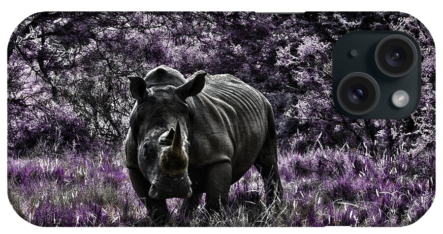 Rhino iPhone Case featuring the photograph Styled Environment-The Modern Trendy Rhino by Douglas Barnard