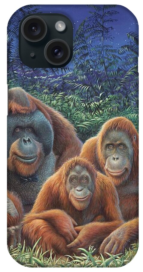 Orangutan iPhone Case featuring the painting Sumatra Orangutans by Hans Droog