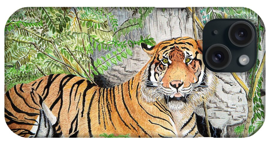 Sumatran Tiger iPhone Case featuring the painting Sumatran Tiger by Yvonne Johnstone