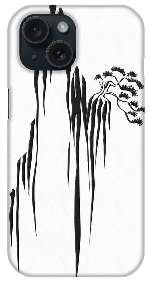 Bonsai iPhone Case featuring the painting Sumi-e - Bonsai - One by Lori Grimmett